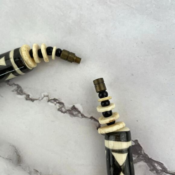 Hand Made Necklace Ceramic Beaded Chunky Statement Boho Black and White Jewelry - Picture 9 of 10